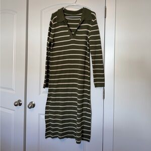 Striped Green and White Knit Dress